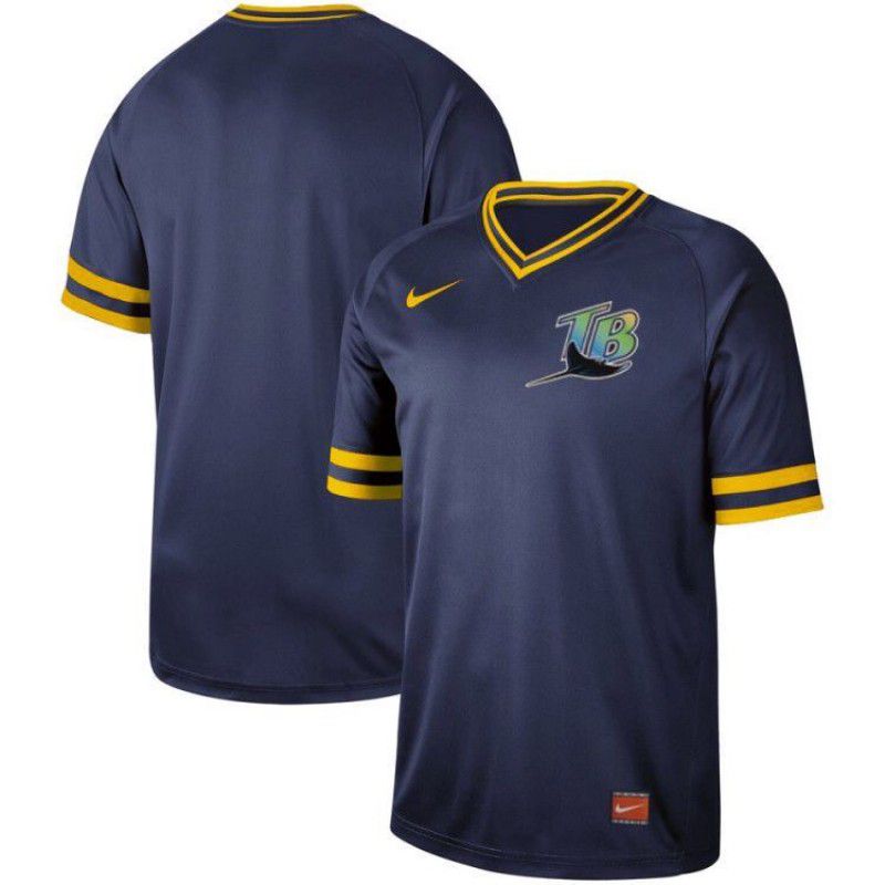 Men Tampa Bay Rays Blank Blue Nike Cooperstown Collection Legend V-Neck MLB Jersey